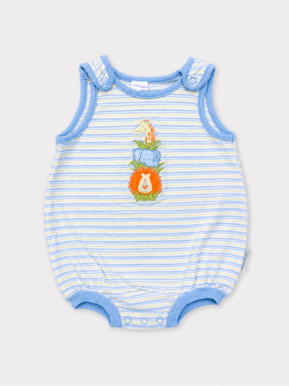 Baby Healthtex 6-9m Safari Animals Bubble Romper Blue Striped Zoo Animals Infant